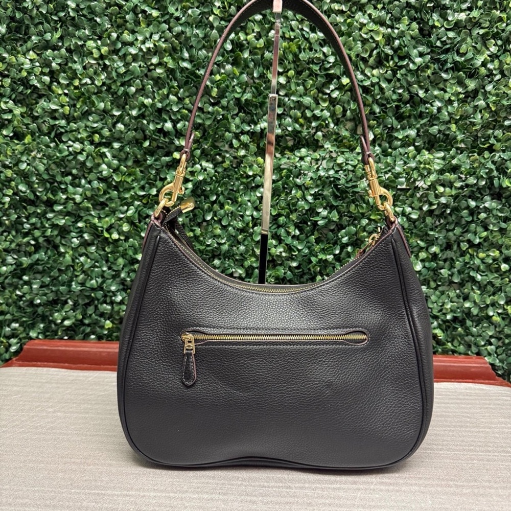 COACH Heritage Teri Hobo Black Pebbled Leather Shoulder Bag - Picture 3 of 11